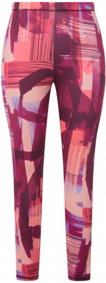 Ulla Popken Abstract Print Ski Leggings Red - Női Farmer & Nadrágok Nagy Méretekben – Plus Size - 