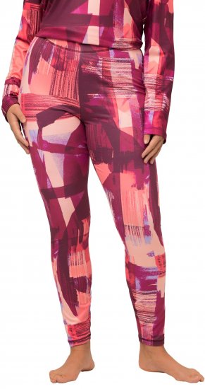 Ulla Popken Abstract Print Ski Leggings Red - Női Farmer & Nadrágok Nagy Méretekben – Plus Size - 