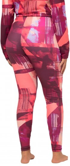 Ulla Popken Abstract Print Ski Leggings Red - Női Farmer & Nadrágok Nagy Méretekben – Plus Size - 