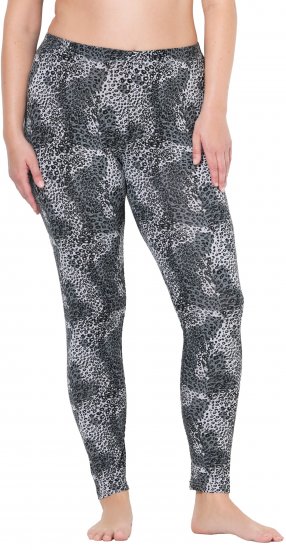 Ulla Popken Leopard Print Leggings Black - Női Farmer & Nadrágok Nagy Méretekben – Plus Size - 