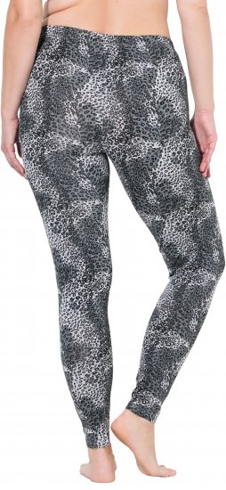 Ulla Popken Leopard Print Leggings Black - Női Farmer & Nadrágok Nagy Méretekben – Plus Size - 