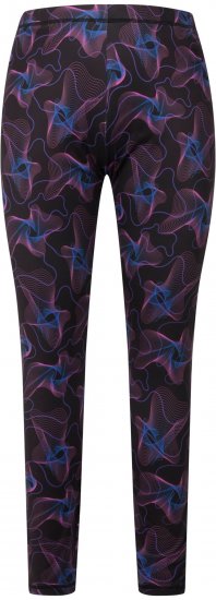 Ulla Popken Geometric Wave Quick Drying Ski Leggings Black - Női Farmer & Nadrágok Nagy Méretekben – Plus Size - 