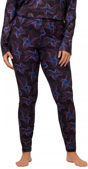 Ulla Popken Geometric Wave Quick Drying Ski Leggings Black - Női Farmer & Nadrágok Nagy Méretekben – Plus Size - 
