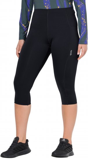Ulla Popken Cropped Sports Leggings Black - Női Farmer & Nadrágok Nagy Méretekben – Plus Size - 