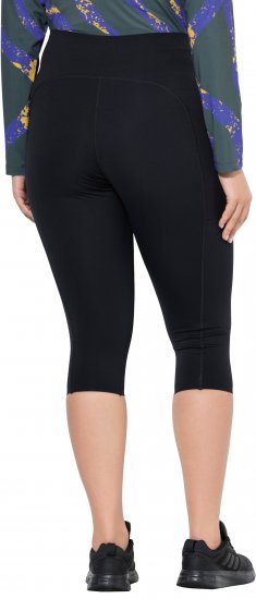 Ulla Popken Cropped Sports Leggings Black - Női Farmer & Nadrágok Nagy Méretekben – Plus Size - 