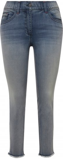 Ulla Popken Fringed Hem Stretch Fit Jeans Blue Denim - Női Farmer & Nadrágok Nagy Méretekben – Plus Size - 