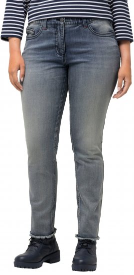 Ulla Popken Fringed Hem Stretch Fit Jeans Blue Denim - Női Farmer & Nadrágok Nagy Méretekben – Plus Size - 