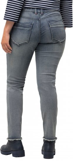 Ulla Popken Fringed Hem Stretch Fit Jeans Blue Denim - Női Farmer & Nadrágok Nagy Méretekben – Plus Size - 
