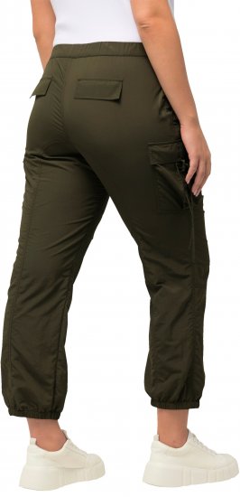 Ulla Popken Elastic Waist Cargo Pants Olives Grey - Női Farmer & Nadrágok Nagy Méretekben – Plus Size - 
