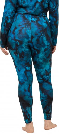 Ulla Popken Ink Print Functional Ski Leggings Blue - Női Farmer & Nadrágok Nagy Méretekben – Plus Size - 