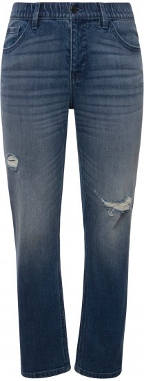 Ulla Popken Sammy Destroy 5 Pocket Jeans Blue Denim - Női Farmer & Nadrágok Nagy Méretekben – Plus Size - 