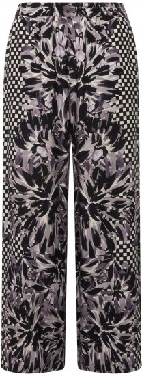 Ulla Popken Checkered Floral Elastic Waist Palazzo Paints Black - Női Farmer & Nadrágok Nagy Méretekben – Plus Size - 