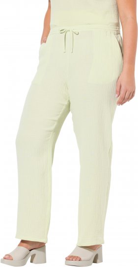 Ulla Popken Muslin Pull On Pants Green - Női Farmer & Nadrágok Nagy Méretekben – Plus Size - 
