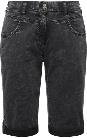 Ulla Popken Denim Acid Wash Bermuda Shorts Black - Női Farmer & Nadrágok Nagy Méretekben – Plus Size - 
