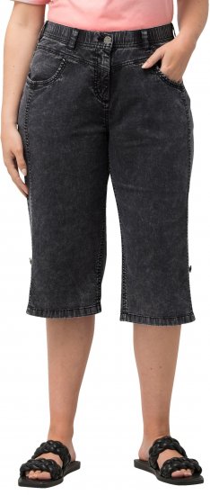 Ulla Popken Denim Acid Wash Bermuda Shorts Black - Női Farmer & Nadrágok Nagy Méretekben – Plus Size - 