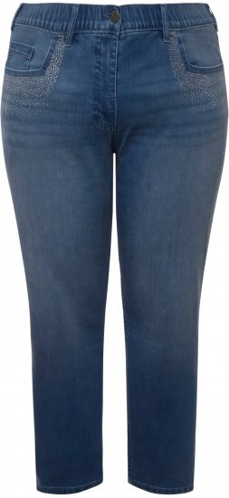 Ulla Popken Rhinestone Detail Stretch Fit Skinny Jeans Blue Denim - Női Farmer & Nadrágok Nagy Méretekben – Plus Size - 