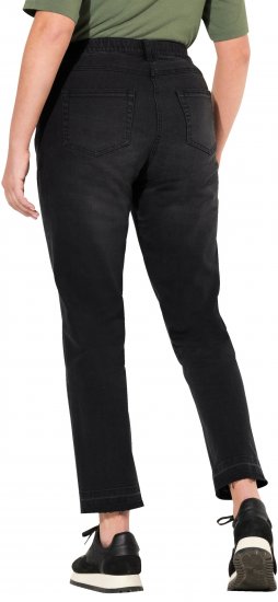 Ulla Popken Sarah Fringe Hem Jeans Black - Női Farmer & Nadrágok Nagy Méretekben – Plus Size - 
