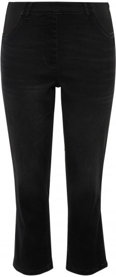 Ulla Popken Sienna Crop Stretch Jeans Black - Női Farmer & Nadrágok Nagy Méretekben – Plus Size - 