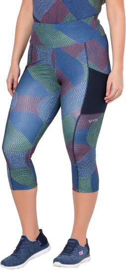 Ulla Popken Quick Dry Cropped Geometric Print Leggings Grey - Női Farmer & Nadrágok Nagy Méretekben – Plus Size - 
