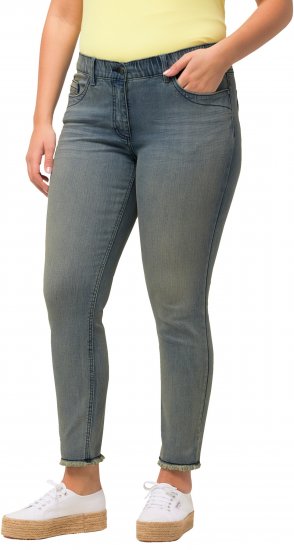 Ulla Popken Fringed Hem Sarah Jeans Blue - Női Farmer & Nadrágok Nagy Méretekben – Plus Size - 