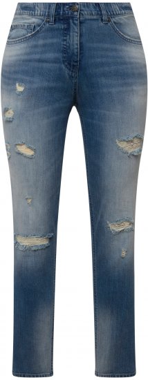 Ulla Popken Distressed Stretch Fit Sarah Jeans Blue - Női Farmer & Nadrágok Nagy Méretekben – Plus Size - 