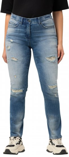 Ulla Popken Distressed Stretch Fit Sarah Jeans Blue - Női Farmer & Nadrágok Nagy Méretekben – Plus Size - 