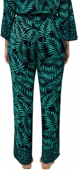 Ulla Popken Palm Leaf Print Elastic Waist Pants Navy - Női Farmer & Nadrágok Nagy Méretekben – Plus Size - 