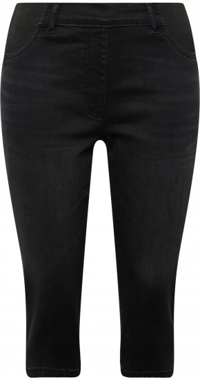 Ulla Popken Sienna Stretch Denim Capris Black - Női Farmer & Nadrágok Nagy Méretekben – Plus Size - 