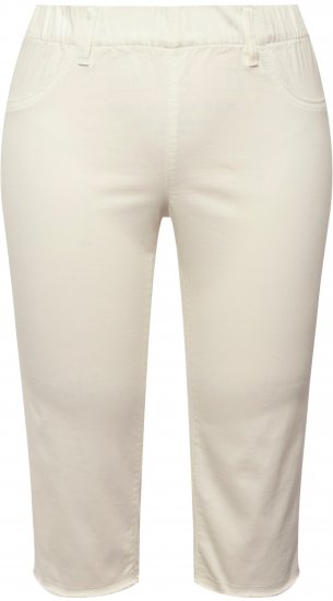 Ulla Popken Stretch Fit Raw Hem Capris Snow White - Női Farmer & Nadrágok Nagy Méretekben – Plus Size - 