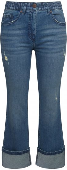 Ulla Popken Wide Cuff Stretch Fit Jeans Blue Denim - Női Farmer & Nadrágok Nagy Méretekben – Plus Size - 
