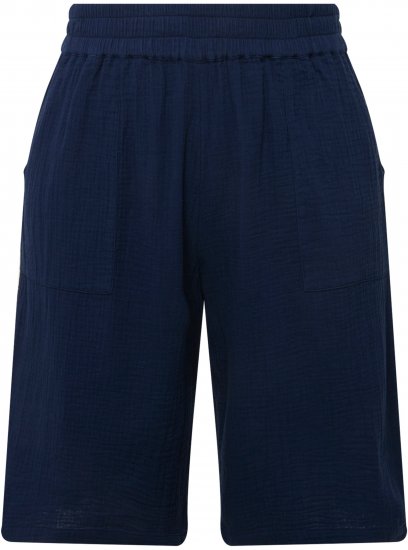 Ulla Popken Muslin Elastic Waist Wide Leg Shorts Blue - Női Farmer & Nadrágok Nagy Méretekben – Plus Size - 