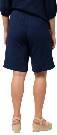 Ulla Popken Muslin Elastic Waist Wide Leg Shorts Blue - Női Farmer & Nadrágok Nagy Méretekben – Plus Size - 