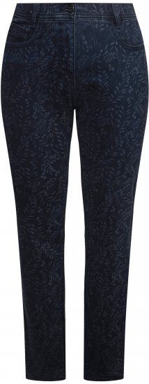 Ulla Popken Leaf Print Boyfriend Jeans Blue - Női Farmer & Nadrágok Nagy Méretekben – Plus Size - 
