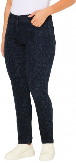 Ulla Popken Leaf Print Boyfriend Jeans Blue - Női Farmer & Nadrágok Nagy Méretekben – Plus Size - 
