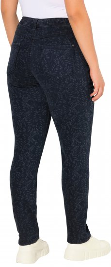 Ulla Popken Leaf Print Boyfriend Jeans Blue - Női Farmer & Nadrágok Nagy Méretekben – Plus Size - 