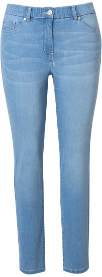 Ulla Popken Rhinestone Detail Stretch Fit Jeans Light Blue Denim - Női Farmer & Nadrágok Nagy Méretekben – Plus Size - 