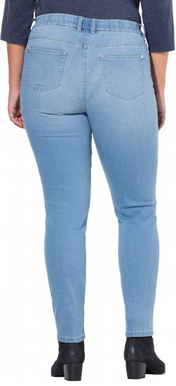 Ulla Popken Rhinestone Detail Stretch Fit Jeans Light Blue Denim - Női Farmer & Nadrágok Nagy Méretekben – Plus Size - 