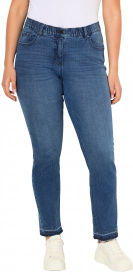 Ulla Popken Fringed Hem Stretch Fit Jeans Denim Blue - Női Farmer & Nadrágok Nagy Méretekben – Plus Size - 