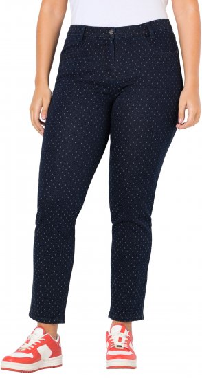 Ulla Popken Polka Dot Stretch Fit Jeans Denim Blue - Női Farmer & Nadrágok Nagy Méretekben – Plus Size - 