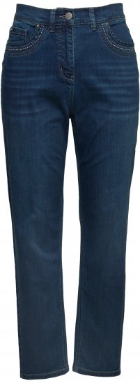 Ulla Popken Rivet Detail Mom Jeans Blue - Női Farmer & Nadrágok Nagy Méretekben – Plus Size - 