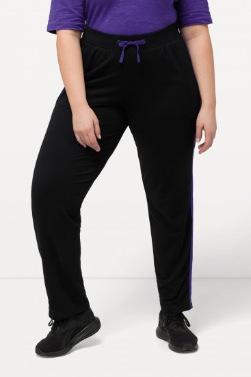 Ulla Popken Striped Elastic Waist Sweatpants Black - Női Farmer & Nadrágok Nagy Méretekben – Plus Size - 
