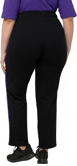 Ulla Popken Striped Elastic Waist Sweatpants Black - Női Farmer & Nadrágok Nagy Méretekben – Plus Size - 