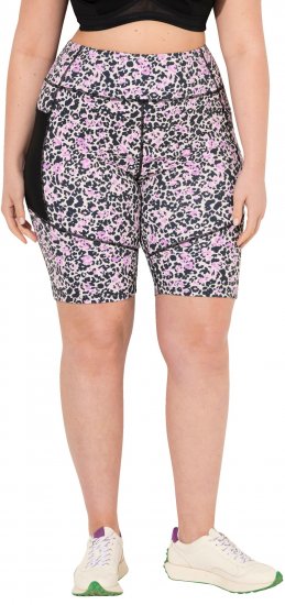 Ulla Popken Leopard Print Quick Drying Shorts Black - Női Farmer & Nadrágok Nagy Méretekben – Plus Size - 