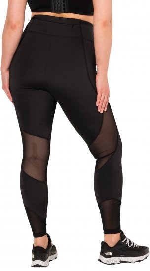 Ulla Popken Mesh Panel Leggings Black - Női Farmer & Nadrágok Nagy Méretekben – Plus Size - 