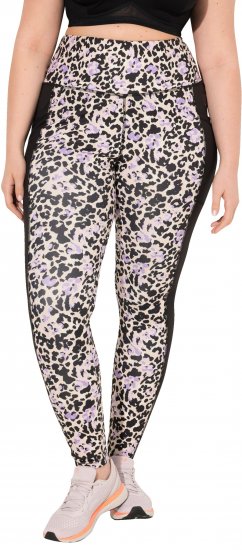 Ulla Popken Leopard Print Quick Drying Leggings Black - Női Farmer & Nadrágok Nagy Méretekben – Plus Size - 