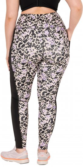 Ulla Popken Leopard Print Quick Drying Leggings Black - Női Farmer & Nadrágok Nagy Méretekben – Plus Size - 