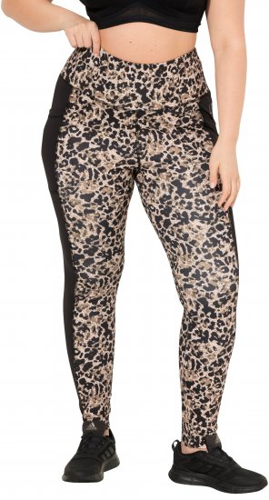 Ulla Popken Leopard Print Quick Drying Leggings Orange - Női Farmer & Nadrágok Nagy Méretekben – Plus Size - 