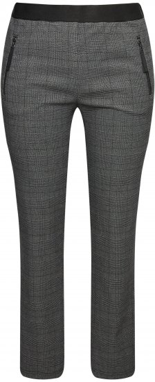 Ulla Popken Plaid Elastic Waist Tapered Leg Pants Black - Női Farmer & Nadrágok Nagy Méretekben – Plus Size - 