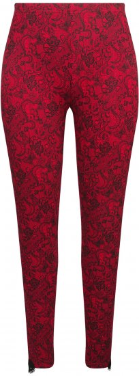 Ulla Popken Lace Print Leggings Red - Női Farmer & Nadrágok Nagy Méretekben – Plus Size - 