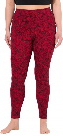 Ulla Popken Lace Print Leggings Red - Női Farmer & Nadrágok Nagy Méretekben – Plus Size - 